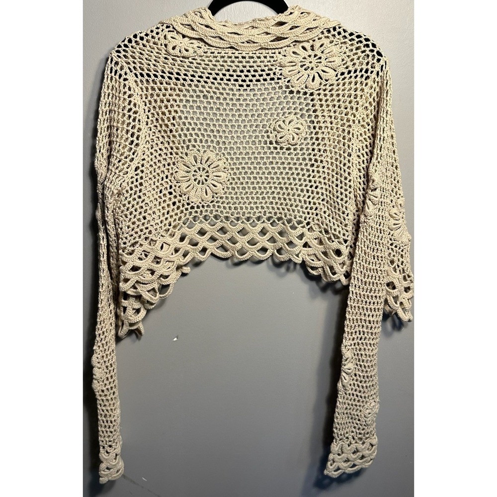 Vintage 90s Y2K Laundry Shelli Segal Sweater  Womens  Crochet Size S Boho Hippie - Picture 4 of 12